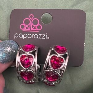 Paparazzi Fuchsia Heart Hoop Earrings